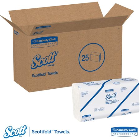 Scott Scottfold Multifold Paper Towels, 1 Ply, 175 Sheets, White, 25 PK 01980